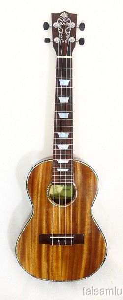 Alulu Solid Acacia Koa Tenor Ukulele inlaid Flower Pattern U2303 