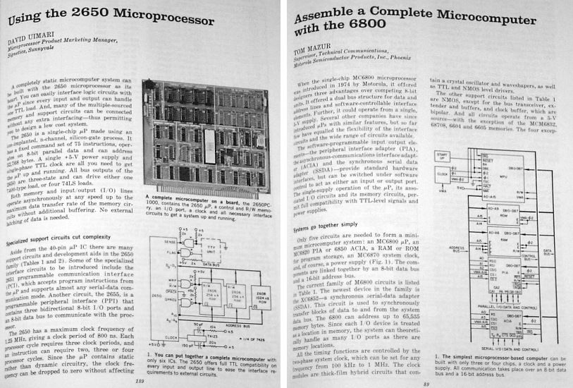 1977 Microprocessor Systems Intel 8080 Harris HM 6100 PDP 8 COSMAC 