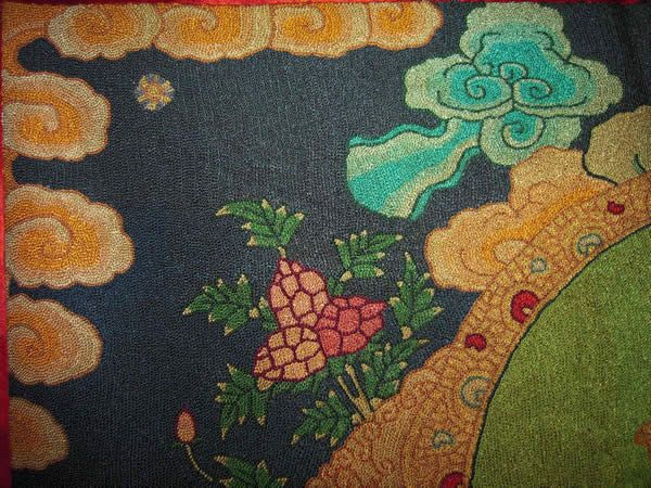 Tibetan Dazi Embroidery Yellow Jambhala Thangka Tangka  