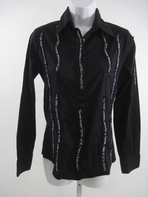 RAYURE Black Embroidered Button Down Shirt Size 40  