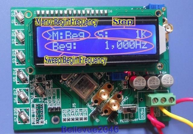 Sine Wave / 5Mhz Square Wave DDS Signal Generator with Sweep Function 