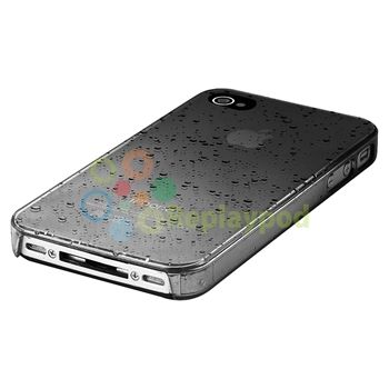 Smoke +Silver Hard Water Drop Butterfly Skin Case For iPhone 4 4S 