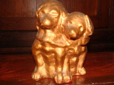 RARE CLAY SCULPTURE 1860S ANTIQUE DOG DOORSTOP OLD  