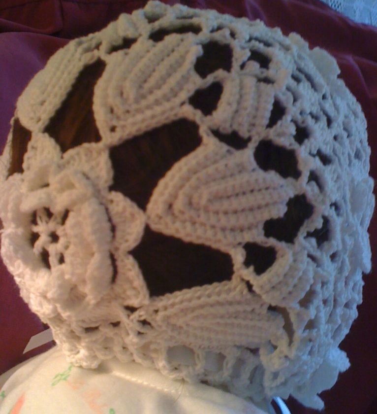 Crochet Baby Bonnet Cap Hat Christening Reborn Doll new  