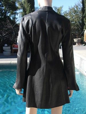 WAAAAY COOL**ANTON Black Leather Stapled/Sutured Coat 4  