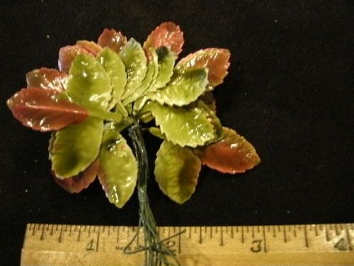 Vintage Millinery Flower Leaf Glossy Leaf Bunch NK8B  