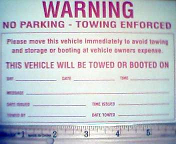 10 *REAL* NO PARKING/TOWING WARNING VIOLATION STICKERS  