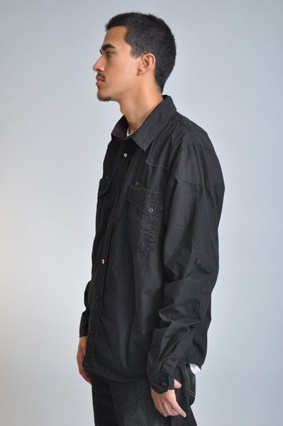 NEW MENS AKADEMIKS BLACK IRVING WOVEN BUTTON DOWN LONG SLEEVE SHIRT 