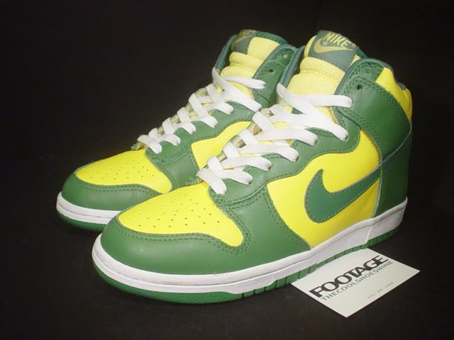 2003 Nike Dunk High EURO EUROPE BRAZIL YELLOW ZEST CLASSIC GREEN WHITE 