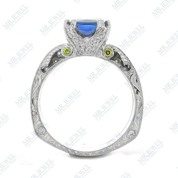   Sapphire and Diamond Ring Vintage Antique Style Platinum  