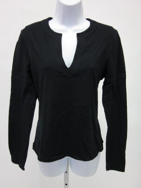 VINCE Black V Neck Long Sleeve Shirt Top Sz L  