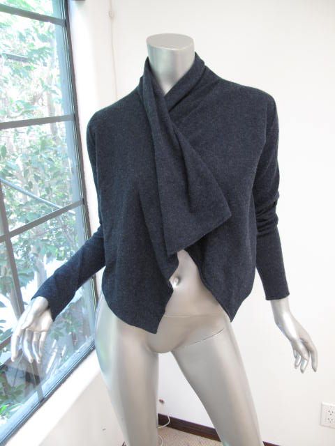 Vince Navy Blue Long Sleeve Draped Cashmere Sweater XS  