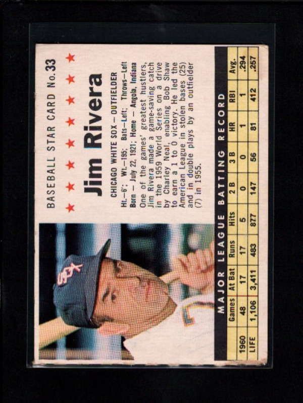 1961 POST CEREAL #33 JIM RIVERA COMPANY VG EX A8654  