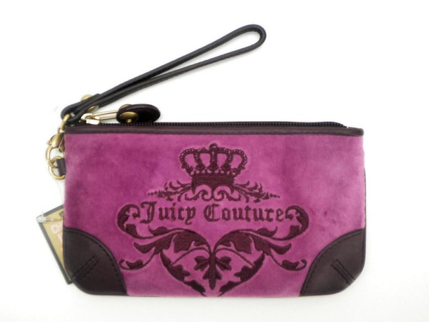 NEW JUICY COUTURE MAGENTA LOGO VELOUR WRISTLET NWT  