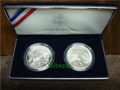 2001 AMERICAN BUFFALO COMMEMORATIVE 2 COIN SET SILVER DOLLAR SET 