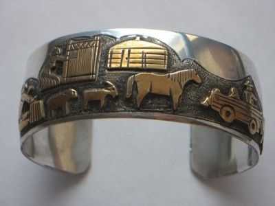 VTG Navajo KEE BROWN American Indian STERLING SILVER Storyteller CUFF 