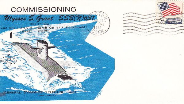 1964 USS ULYSSES S GRANT SUBMARINE SSBN 631 SHIP COVER  