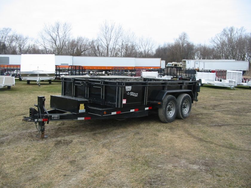 7416 Used 2008 Titan Dump Trailer Black Sides 2 way Spreader Gate 