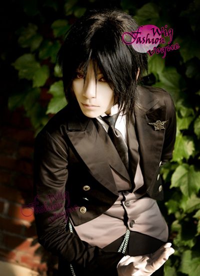 Black Butler Sebastian Michaelis Cosplay Short Black Hair Wig  