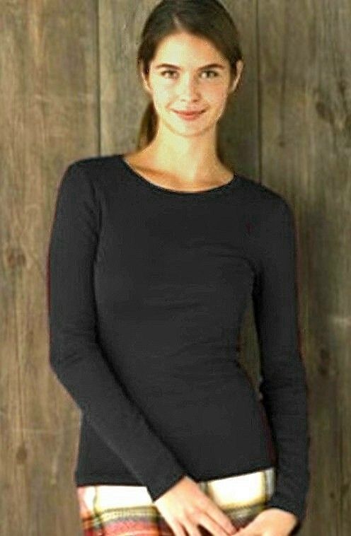 PRETTY BLACK TEE LONG SLEEVE OLD NAVY LG NWT 100%COTTON  