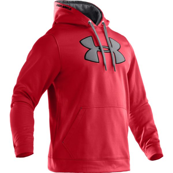 Mens Under Armour Armour Fleece Big Logo Hoody Red and Grey 1230084 