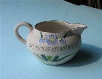 Vintage IRIS Flower Bisque Creamer Atlantic City N.J. New Jersey 