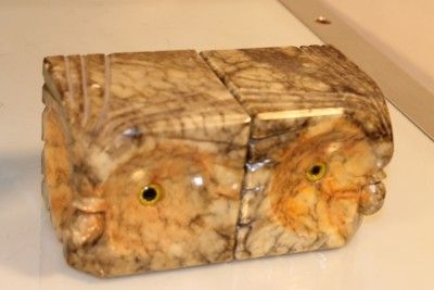 MARBLE STONE ALABASTER OWL BIRD BOOKENDS PAIR BOOK ENDS NR  