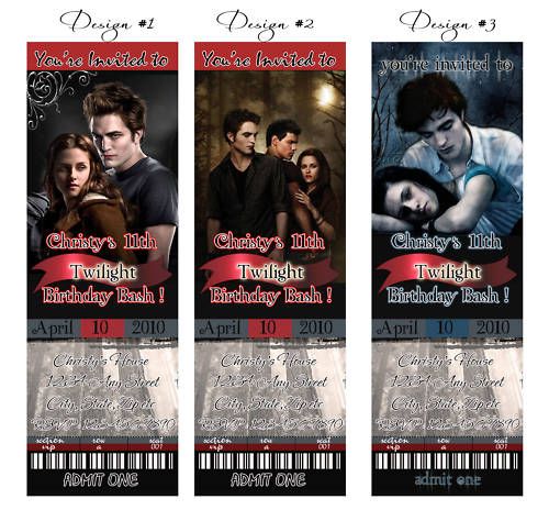 TWILIGHT Custom Ticket BIRTHDAY PARTY INVITATIONS favor  