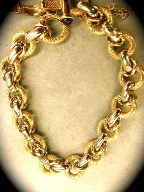   STAMPED 14K YG WG HMS ITALY LINK BRACELET 20.4 GRAMS 7 1/2  