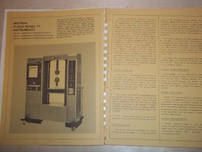 Vtg Instron Catalog~Materials Testing Equipment/Tools  