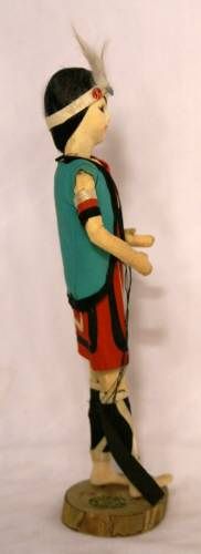 Vintage Asian Chinese Cloth Doll on Stand Samurai Warrior Handmade 