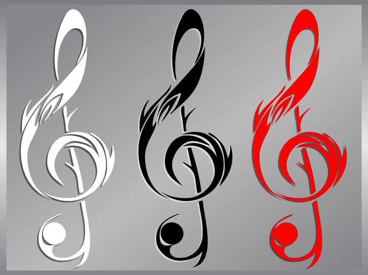 TRIBAL Treble Clef Music Note #1 cut vinyl decal  