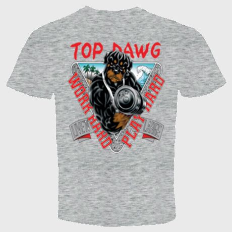 ROTTWEILER T SHIRT TOP DAWG work hard play hard S 2XL  