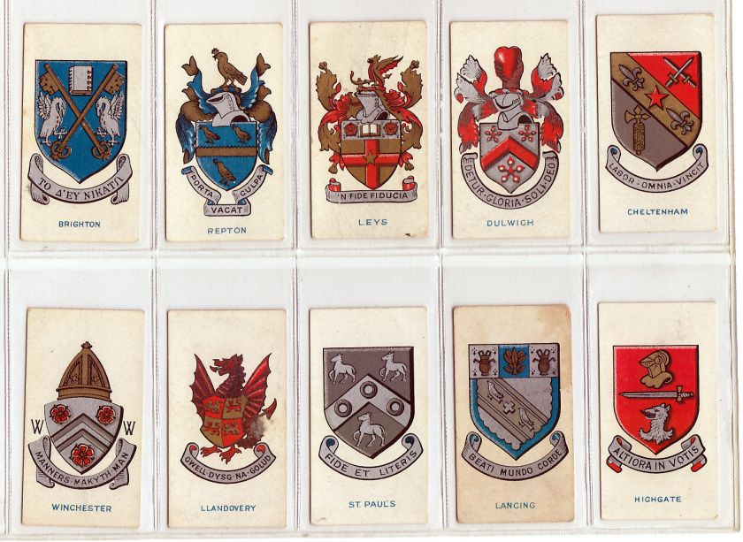 1927 Full Set of 25 BRITISH SCHOOL BADGES Cards RUGBY  