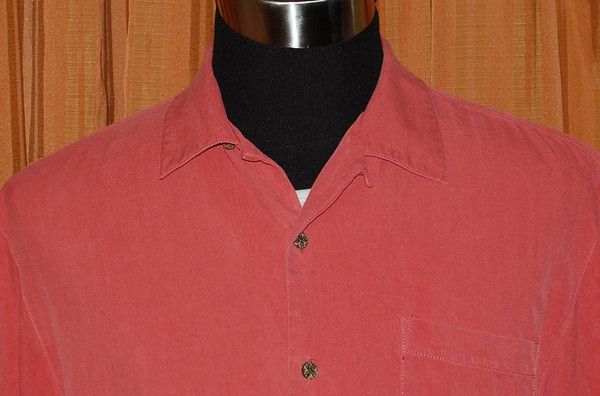 Tommy Bahama SHORT SLEEVE PINK SILK SHIRT MENS MEDIUM  