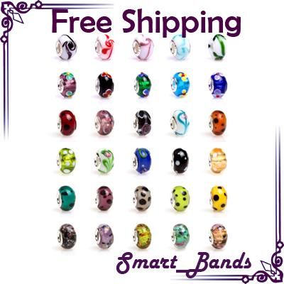 30pcs lampwork glass beads for European bracelet bead charm free 