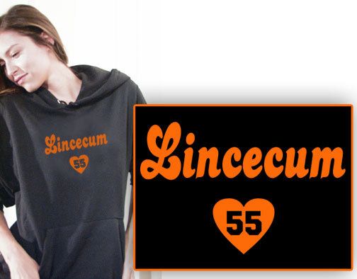 TIM heart LINCECUM Womens SF GIants HOODIE SWEATSHIRT  