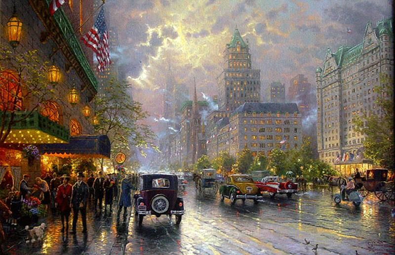   New York Fifth 5th Avenue PREMIUM 18x27 RARE S/P Thomas Kinkade Canvas