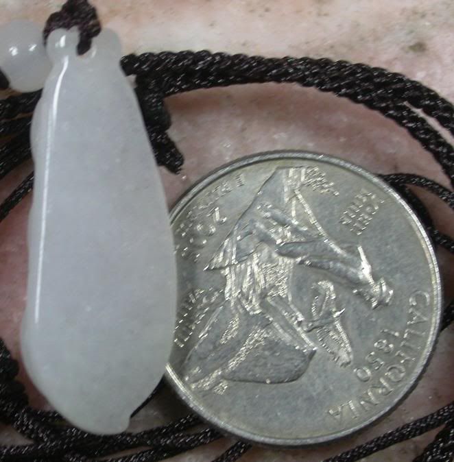 White 100% Natural Grade A JADE JADEITE PENDANT bean bead amulet