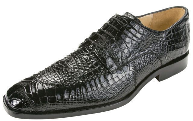 BELVEDERE MONTE CROCODILE MENS DRESS SHOES BLACK 9 15  