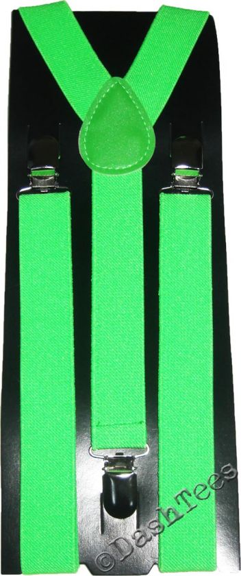 BRACES SUSPENDERS PLAIN NEON SKULLS PIANO MEN WOMEN NEW  