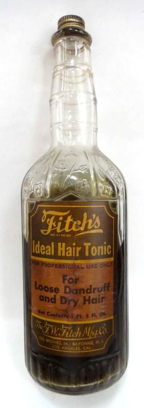   FITCH DANDRUFF HAIR TONIC BARBER /BEAUTY SHOP BOTTLE w/ORIG CONTENTS