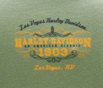 Las Vegas Harley Davidson Dealer Tee T Shirt Green LG  