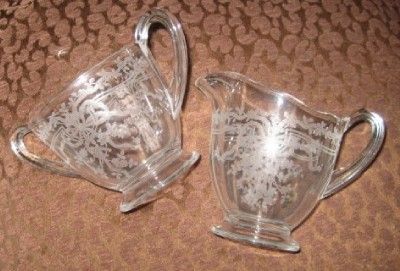 VINTAGE FOSTORIA JUNE PATTERN CREAMER & SUGAR  