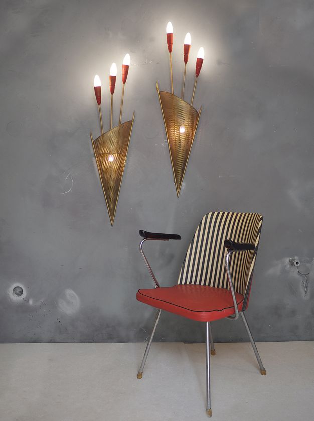 50s Modernist French SPUTNIK Wall Sconces Lights Lamps midcentury Biny 