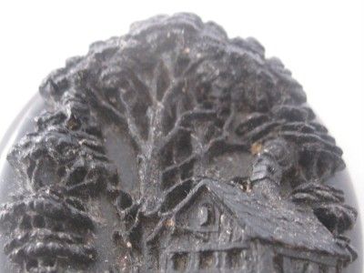 ANTIQUE VICTORIAN CARVED HIGH RELIEF VULCANITE DOUBLE PORTRAIT PENDANT 