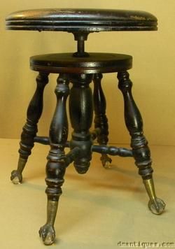 Antique Victorian Piano Stool Glass Ball & Claw Foot CHARLES PARKER 
