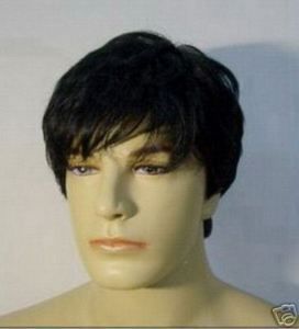 healthy short black hair mens wig + weaving cap