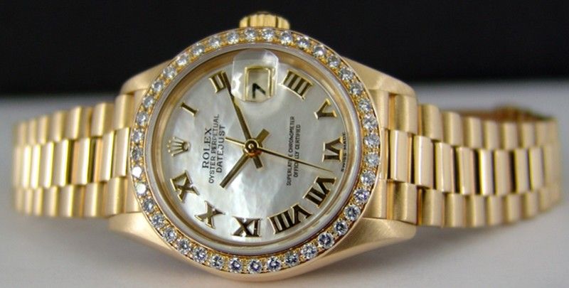 Dial  Authentic Rolex Mother of Pearl Roman dial with a perfect 