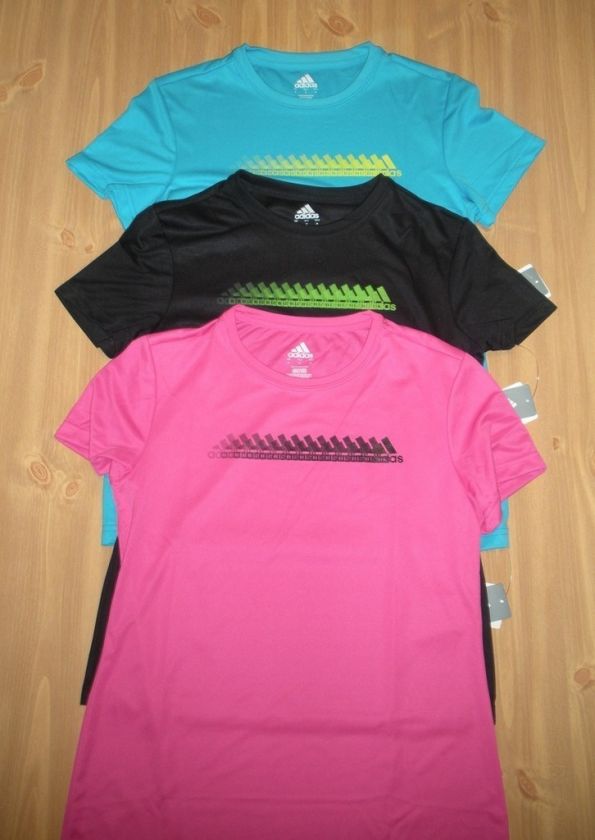 NWT New Womens ADIDAS Blue Black ClimaLite Tech Tee Training Fitness 